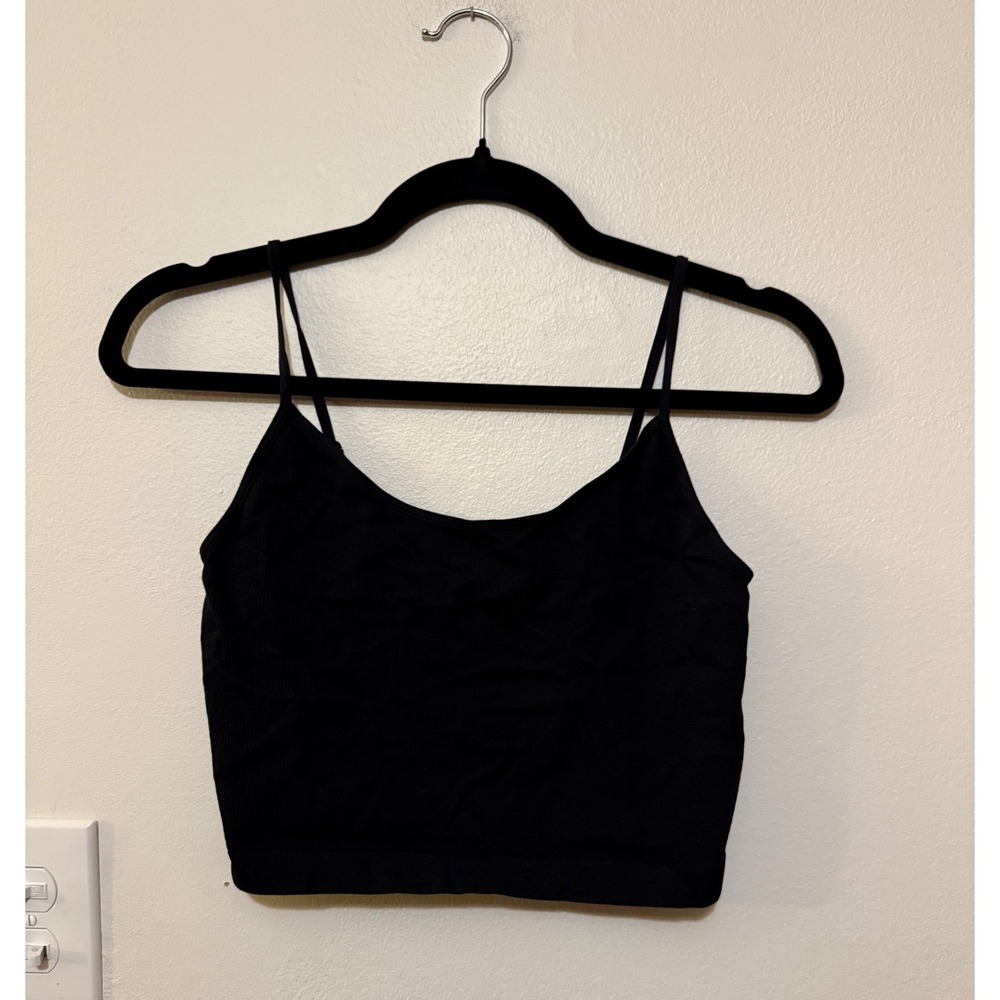 Wild Fable Ribbed Seamless Crop Top Size L Black